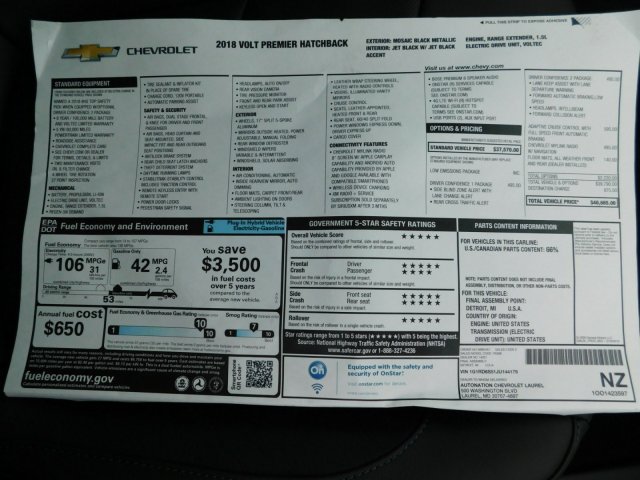 2018 Chevrolet VOLT 1G1RD6S51JU144179