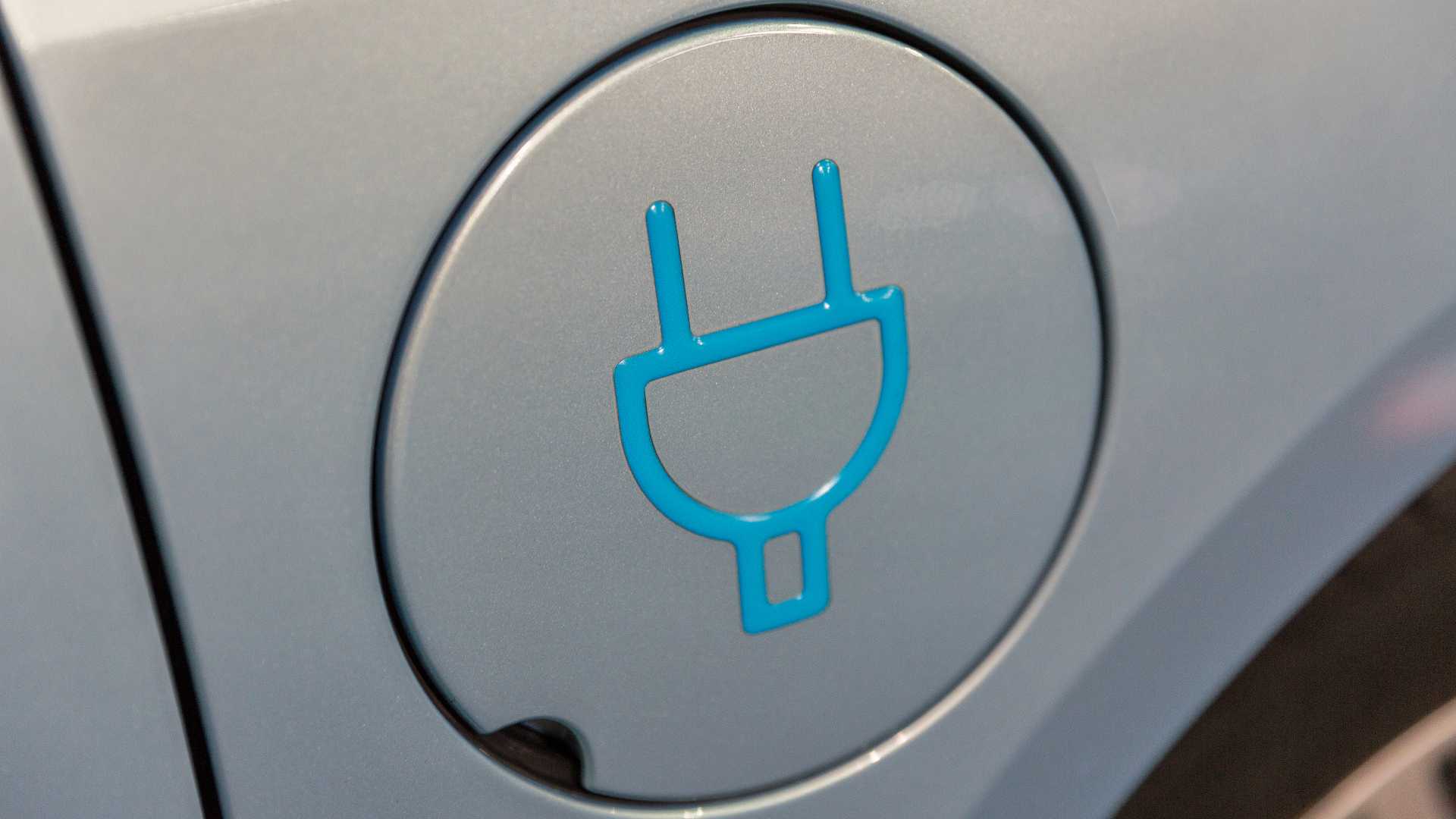 Charging symbol on electric car