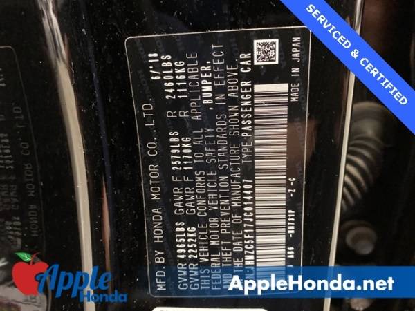 2018 Honda Clarity JHMZC5F17JC014407