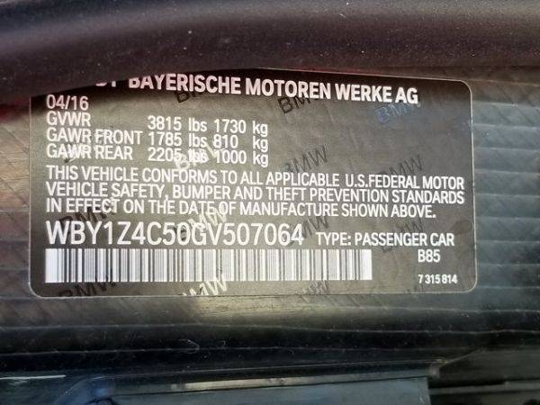 2016 BMW i3 WBY1Z4C50GV507064