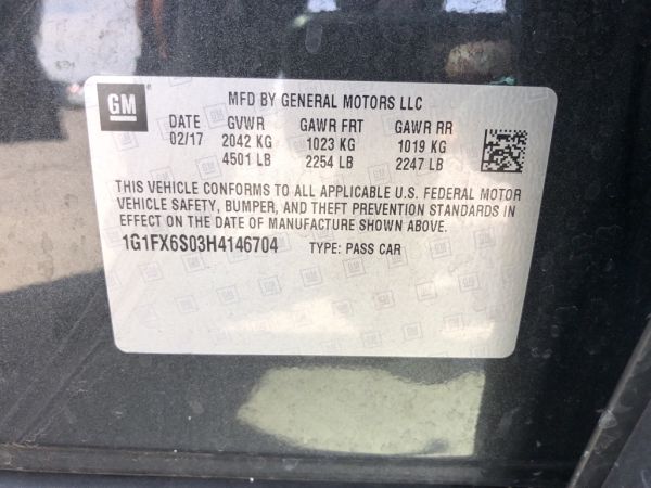 2017 Chevrolet Bolt 1G1FX6S03H4146704