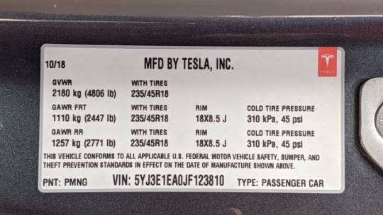 2018 Tesla Model 3 5YJ3E1EA0JF123810