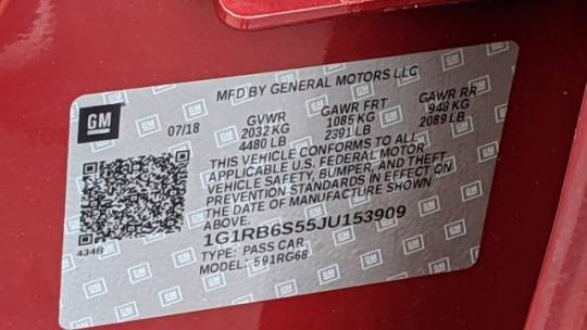 2018 Chevrolet VOLT 1G1RB6S55JU153909