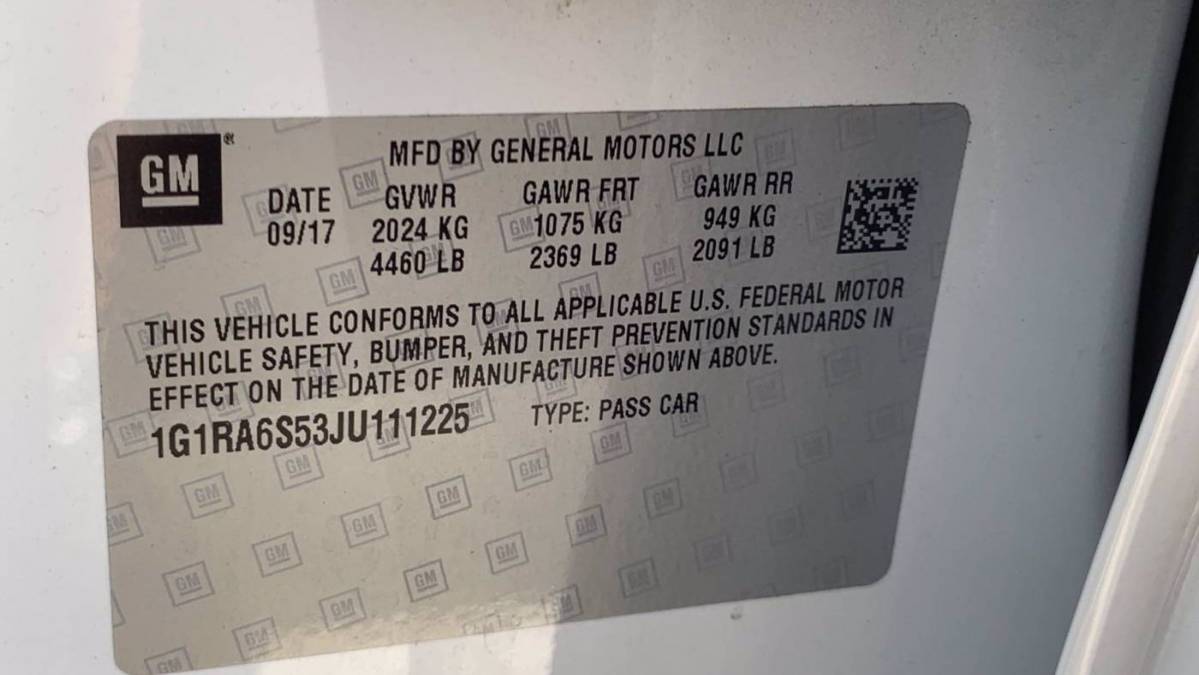 2018 Chevrolet VOLT 1G1RA6S53JU111225