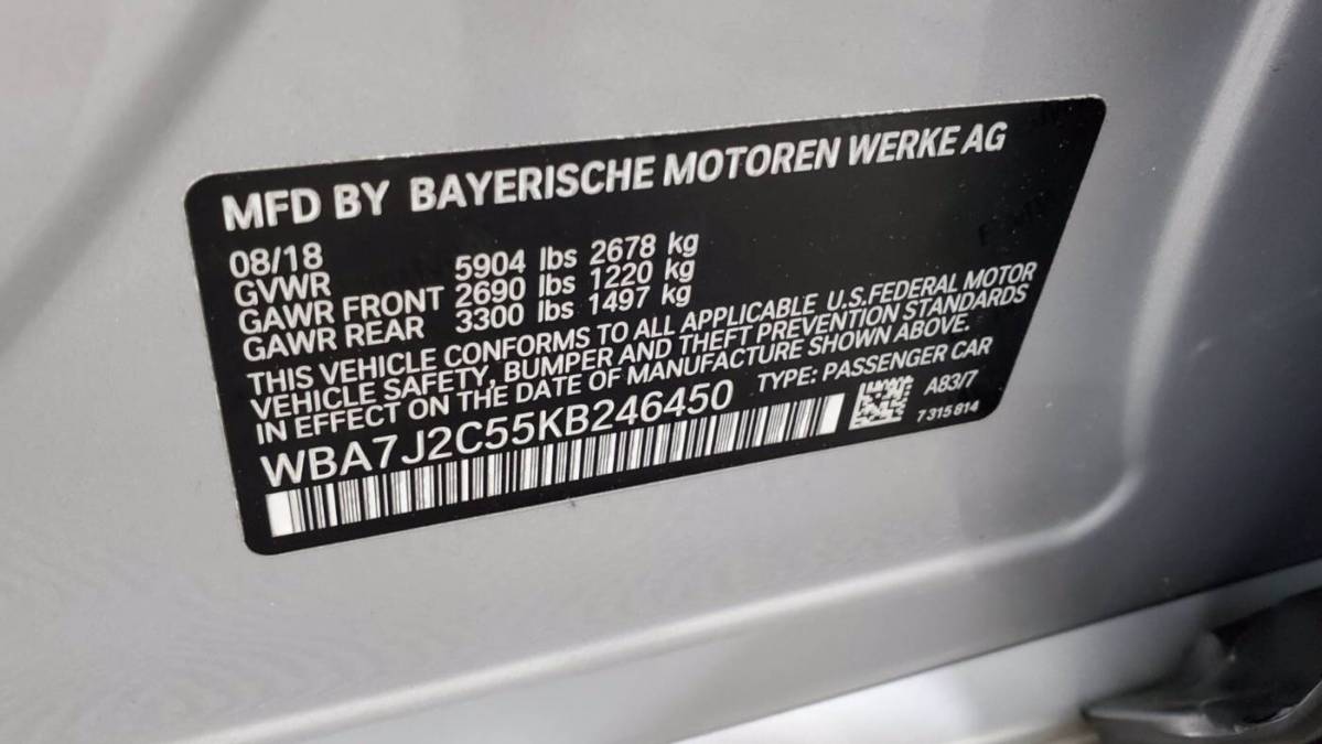 2019 BMW 7 Series WBA7J2C55KB246450