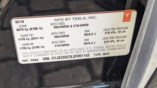2018 Tesla Model X 5YJXCDE2XJF091143