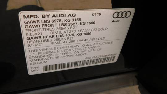 2019 Audi e-tron WA1VAAGE8KB009458