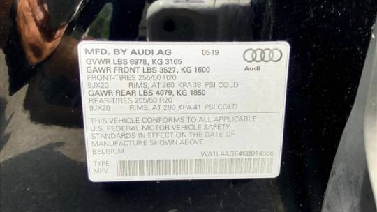 2019 Audi e-tron WA1LAAGE4KB014566