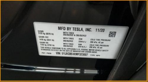 2021 Tesla Model X 5YJXCBE4XMF323007