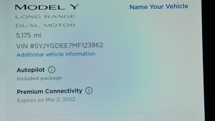 2021 Tesla Model Y 5YJYGDEE7MF123862