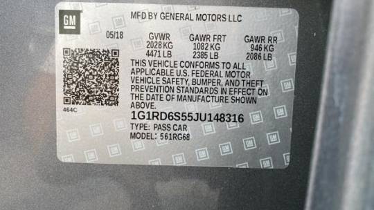 2018 Chevrolet VOLT 1G1RD6S55JU148316