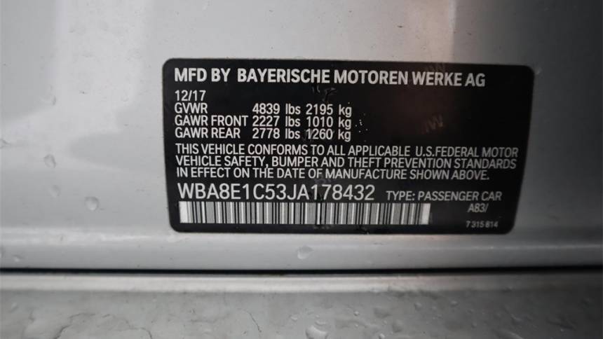 2018 BMW 3 Series WBA8E1C53JA178432