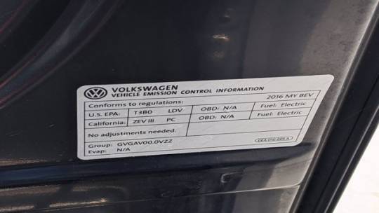 2016 Volkswagen e-Golf WVWKP7AU2GW912196