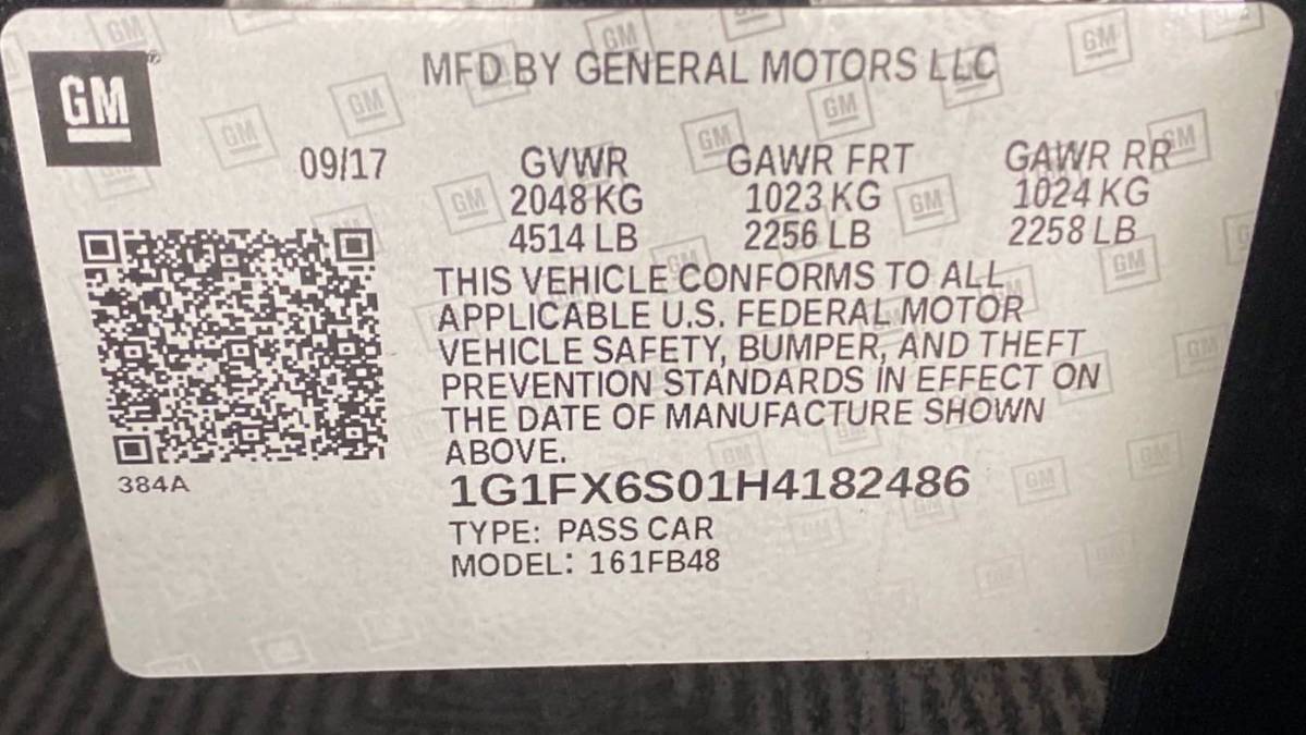 2017 Chevrolet Bolt 1G1FX6S01H4182486