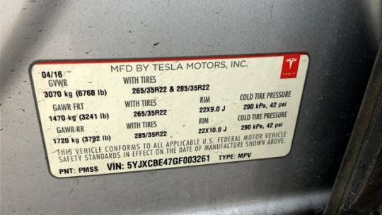 2016 Tesla Model X 5YJXCBE47GF003261