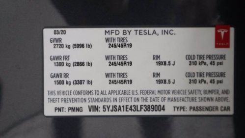 2020 Tesla Model S 5YJSA1E43LF389004