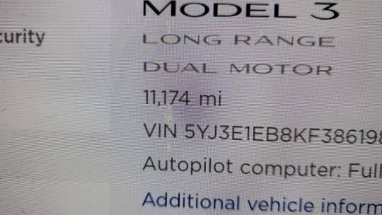 2019 Tesla Model 3 5YJ3E1EB8KF386198