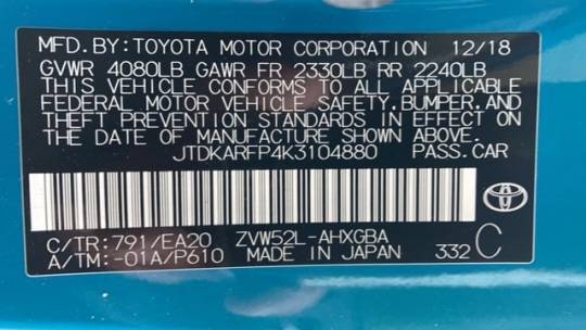2019 Toyota Prius Prime JTDKARFP4K3104880