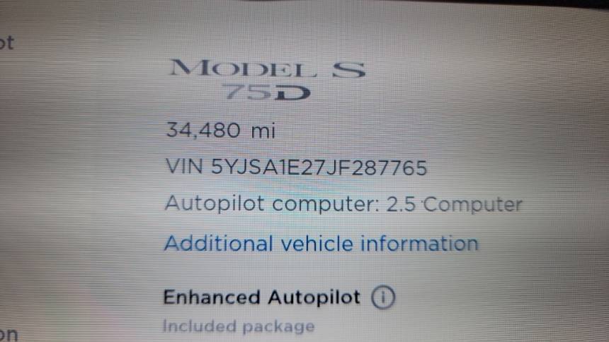 2018 Tesla Model S 5YJSA1E27JF287765