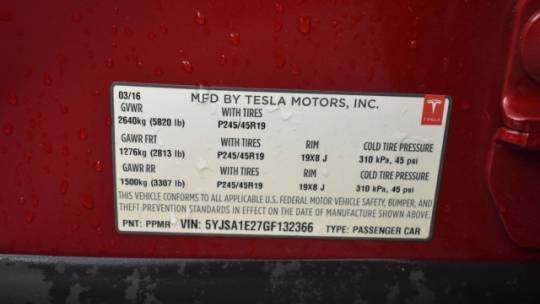 2016 Tesla Model S 5YJSA1E27GF132366
