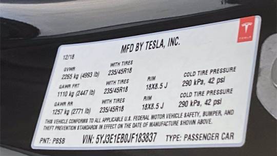 2018 Tesla Model 3 5YJ3E1EB0JF183837