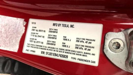 2020 Tesla Model 3 5YJ3E1EB4LF635839