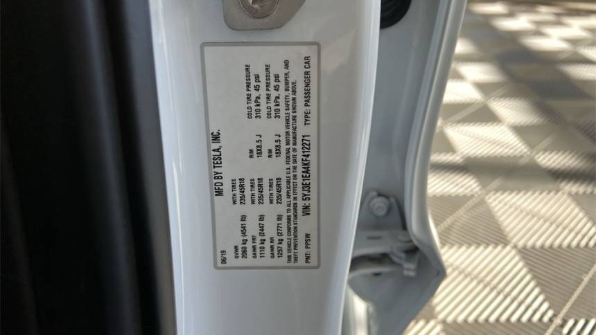 2019 Tesla Model 3 5YJ3E1EA4KF412271