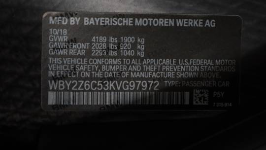 2019 BMW i8 WBY2Z6C53KVG97972