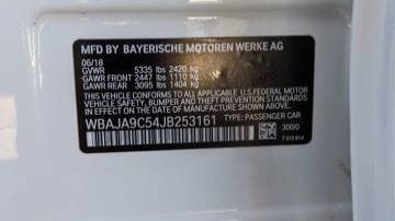 2018 BMW 5 Series WBAJA9C54JB253161