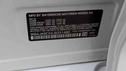 2018 BMW 5 Series WBAJA9C5XJB251480