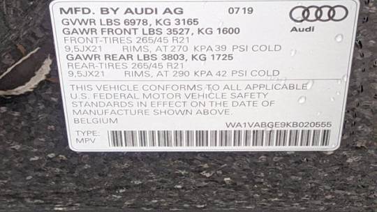 2019 Audi e-tron WA1VABGE9KB020555