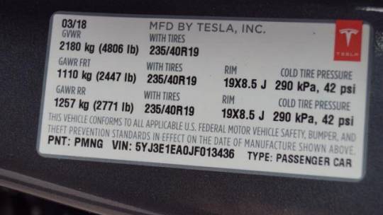 2018 Tesla Model 3 5YJ3E1EA0JF013436