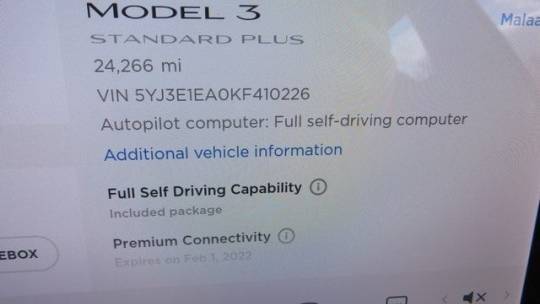 2019 Tesla Model 3 5YJ3E1EA0KF410226