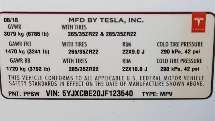 2018 Tesla Model X 5YJXCBE20JF123540