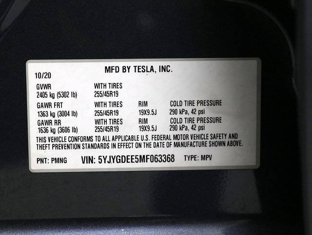 2021 Tesla Model Y 5YJYGDEE5MF063368