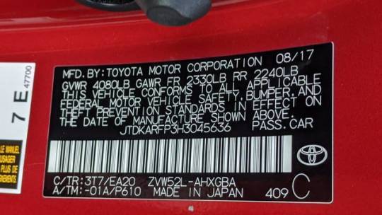 2017 Toyota Prius Prime JTDKARFP3H3045636