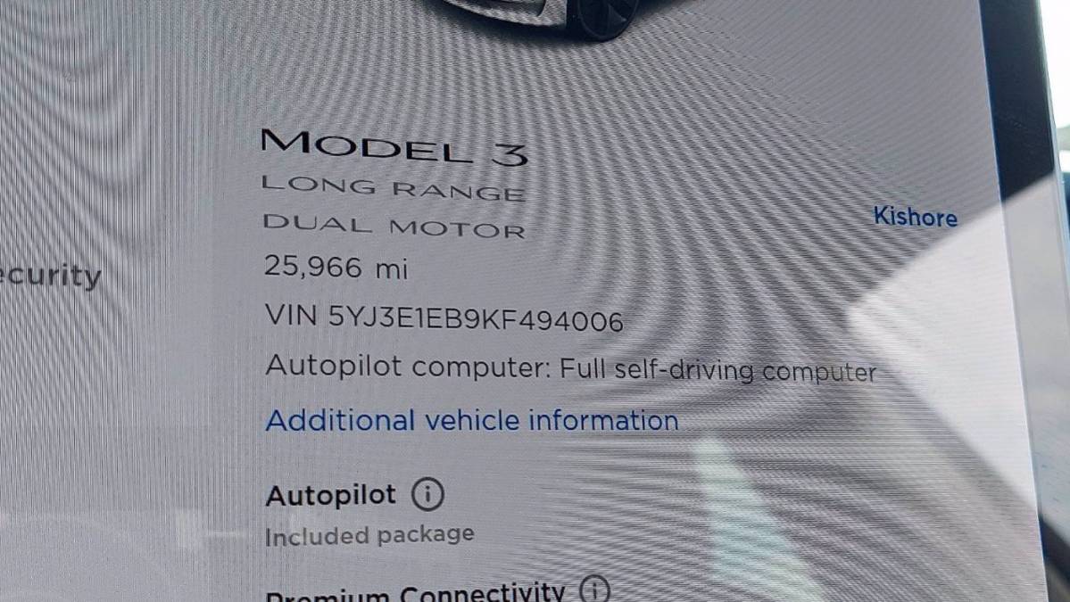2019 Tesla Model 3 5YJ3E1EB9KF494006
