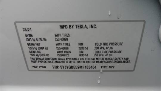 2021 Tesla Model Y 5YJYGDEE9MF183464