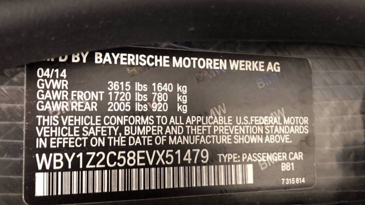 2014 BMW i3 WBY1Z2C58EVX51479
