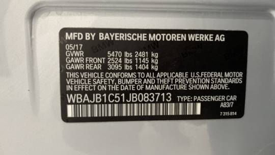 2018 BMW 5 Series WBAJB1C51JB083713