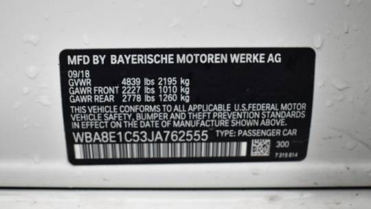 2018 BMW 3 Series WBA8E1C53JA762555