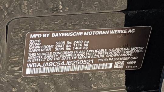 2018 BMW 5 Series WBAJA9C54JB250521