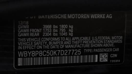 2019 BMW i3 WBY8P8C50K7D27725