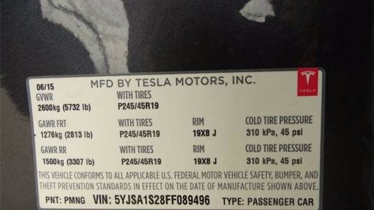 2015 Tesla Model S 5YJSA1S28FF089496