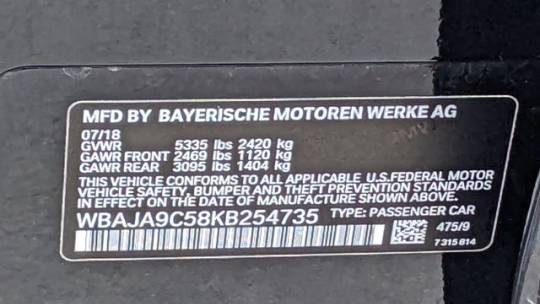 2019 BMW 5 Series WBAJA9C58KB254735