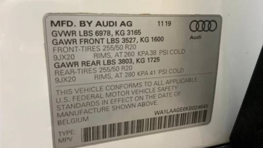 2019 Audi e-tron WA1LAAGE6KB024645