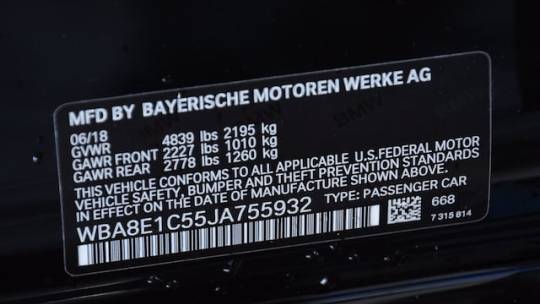 2018 BMW 3 Series WBA8E1C55JA755932