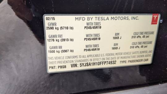 2015 Tesla Model S 5YJSA1H10FFP74932