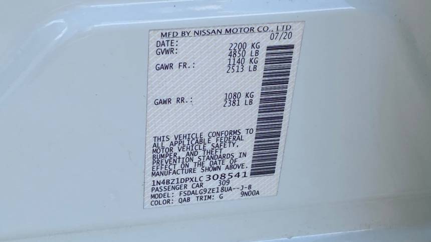 2020 Nissan LEAF 1N4BZ1DPXLC308541