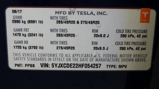 2017 Tesla Model X 5YJXCDE22HF054257